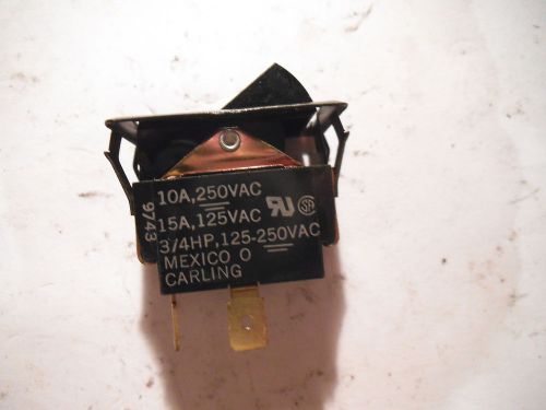 Carling 3/4 hp rocker switch 2 terminals 10a @ 250vac, 15a @ 125vac - used for sale