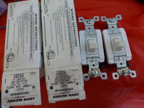 2 NEW Arrow Hart Wiring device Switch 1221W 20 amp ac switch  cooper crouse