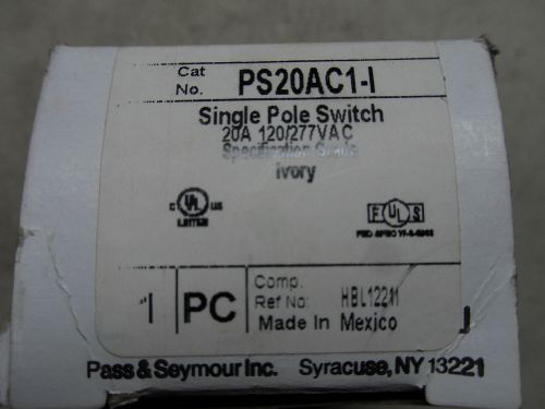 (E9) 1 NIB PASS &amp; SEYMOUR PS20AC1-I SINGLE POLE SWITCH