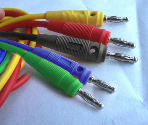 10PCS 5 color Probes 4mm Banana plug jack silicone Voltage Cables TO Banana plug