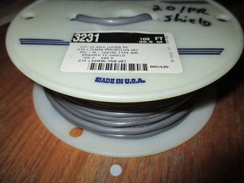 Alpha 3231 2c 20 awg. mil-w-16878e type b/n braided tc shield 100ft. for sale