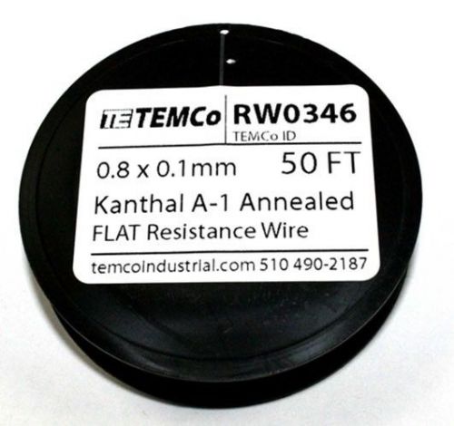0.8 x 0.1 mm - Flat A1 Kanthal Wire - 50ft Spool     ( RW0346 )