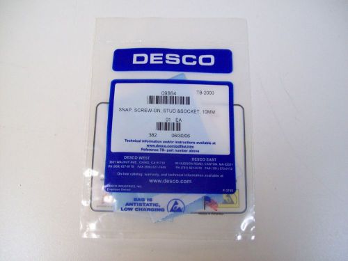 DESCO TB-2000 09864 10MM SCREW-ON SNAP, STUD &amp; SOCKET - BRAND NEW! FREE SHIPPING