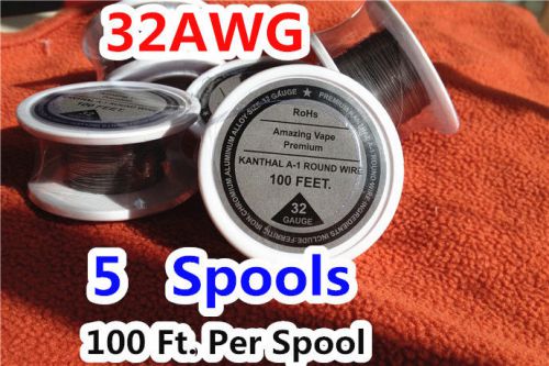 5 Spools x 100 feet Kanthal Wire 32Gauge 32AWG ,(0.20mm),A1 Round Resistance !