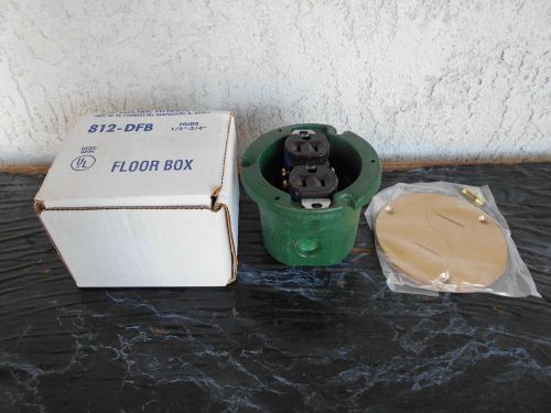 Lot of 4 nib lew electric 812-dfb round floor box with brass cover receptacle for sale