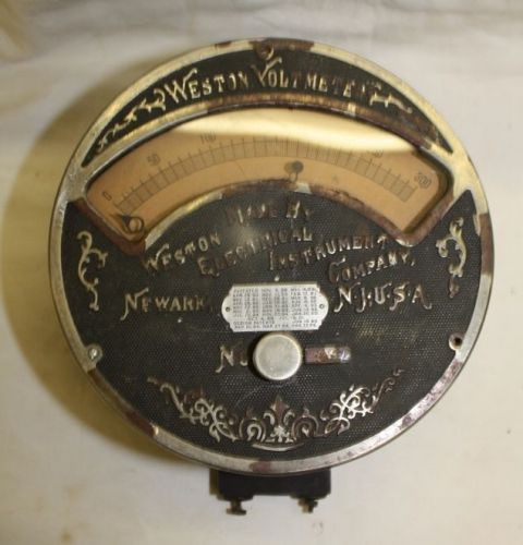 VINTAGE ORNATE WESTON ELECTRICAL INSTRUMENT VOLTMETER ELECTRIC 1901 STEAMPUNK