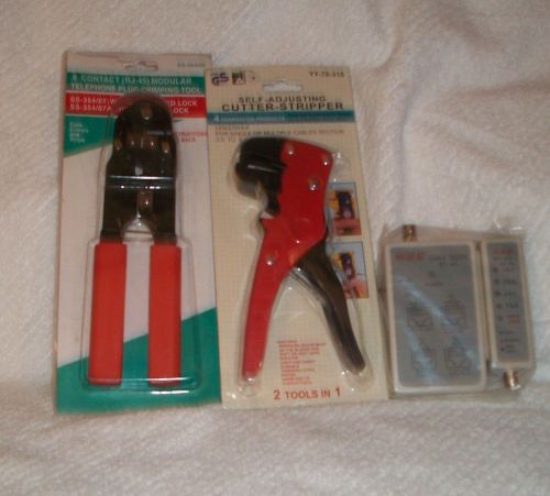 SELF ADJUSTING CUTTER STRIPPER &amp; TELEPHONE PLUG CRIMPING TOOL&amp; CABLE TESTER NEW