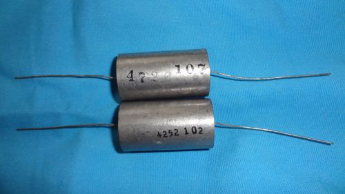 TWO POLYSTYRENE FOIL CAPACITORS  1 MFD 50 VDC 1% EAI.  NOS!!! MADE IN USA!!!