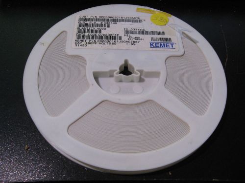 Reel of 3900 smt 0603 c0g ceramic capacitors 160pf 50v 5% kemc0603c161j5gactu for sale