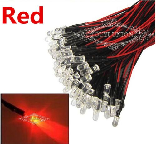New 15pcs 20cm 3mm prewired leds lamp 12v bright red light 25 degree pre-wired for sale