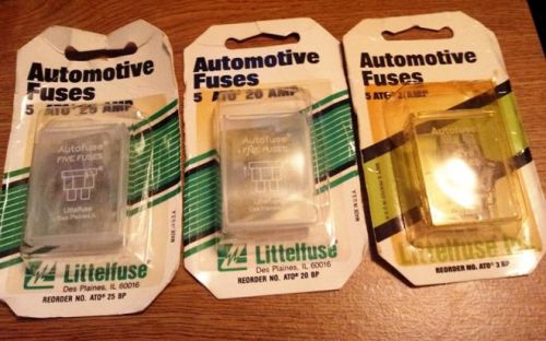 Mixed Lot of 3 Auto Fuse Packs Blade Type Cars &amp; Trucks Fuses ATO 3-20-25A DIY