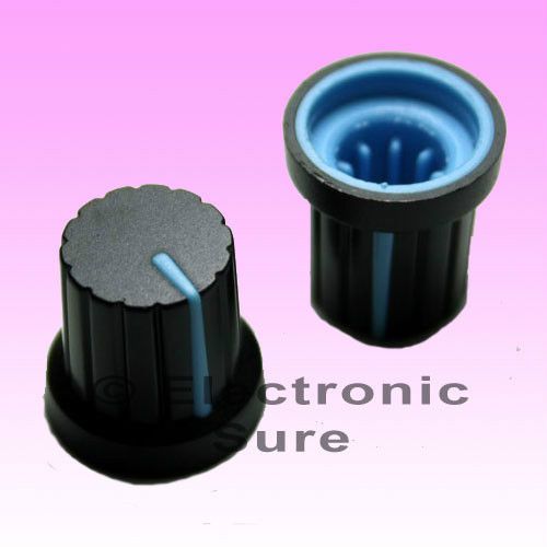 20 x Knob Black with Light Blue Mark for Potentiometer Pot 6mm Shaft Size
