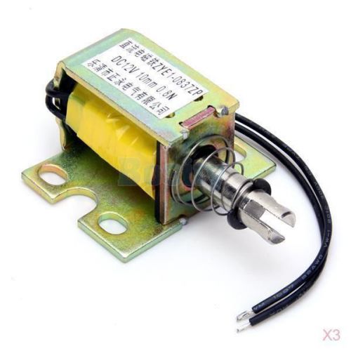 3x dc 12v push type open frame actuator solenoid electromagnet 0.8n for sale