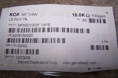 38 ps 10.0k ohm through hole resistor metal film 1% 1/4w mf55d1002f new 1/4w 100 for sale