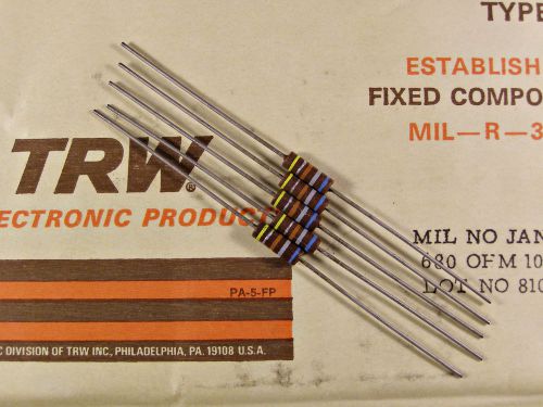 5 trw 680 ohm 1/2w carbon comp resistors nos +/-10% for sale