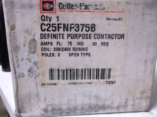 Cutler hammer c25fnf375b definite purpose contactor 3 p 75 amp 208/230v 50/60hz for sale