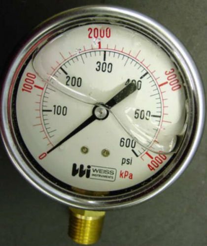 Weiss Stainless Steel Liquid Filled Gauges LF441-V60-4L 4&#034; dial , liquid filled