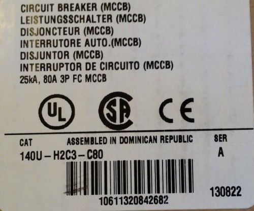 Allen-Bradley 140U-H2C3-C80 3 Pole 80A Circuit Breaker NEW