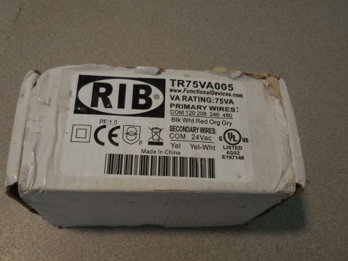 NEW RIB TR75VA005 TRANSFORMER 120/208/240/480VAC IN X 24VAC OUT 1P 75VA w/ CB