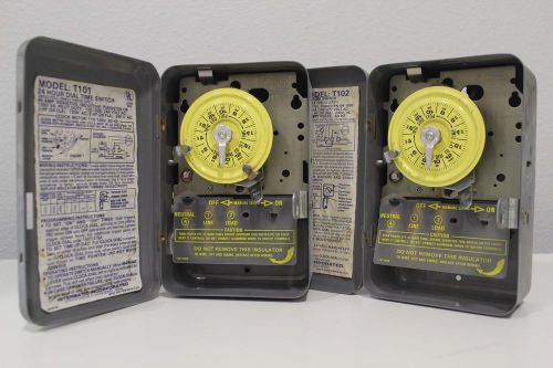 Lot of (2) Intermatic Time Switch Model T-102 T-101 24 Hr Dial Single Throw Pole