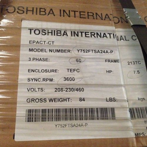 Toshiba EPACT-CT 7.5HP TEFC 3Phase/60Hz/230-460VAC 3600RPM 213TC Electric Motor