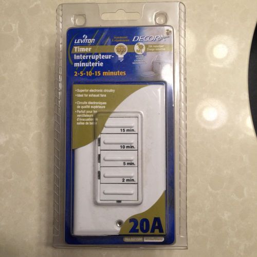 Leviton electronic timer ** 20a ** white - 30-15-10-5 minutes - brand new for sale