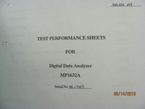 ANRITSU MODEL MP1632A: Digital Data Analyzer - Test Performance Sheets # 16742
