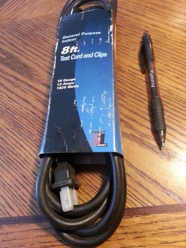 POWER FIRST, Test Cord  8 ft, 16 gauge, 13 amps, 125V, new