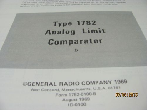 GENERAL RADIO MODEL 1782: Analog Limit Comparator - Ops&amp;Svc Manual w/schematics