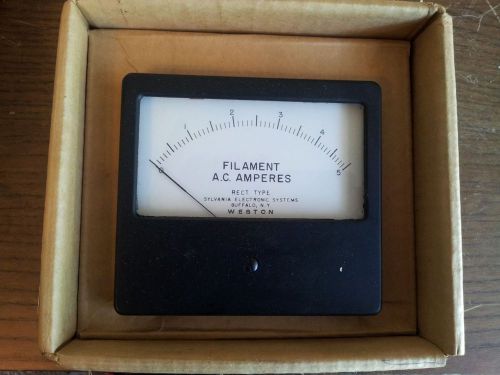 New Weston Sylvania Filament AC Amperes Meter A.C. Rect Type w mounting hardware