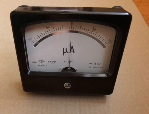 DC 100-0-100uA Analog Current Panel Meter,  made in USSR 1984 year, NEW.