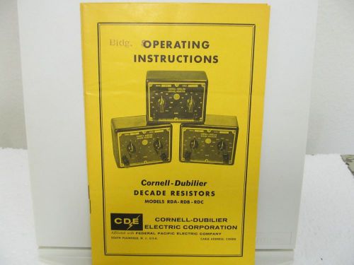 Cornell-Dubilier RDA, RDB, RDC Decade Resistors Operating Instructions