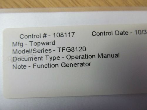 TOPWARD 8120 Function Generator Operation Manual - copy