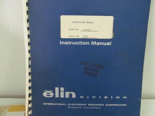 Elin Division AM-216 Constant Voltage Amplifier Instruction Manual w/schematics