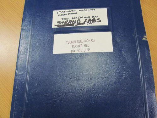 Strand Labs 800, 800-CM, 800-RM Stablized Microwave Generators Oper Manual 44475
