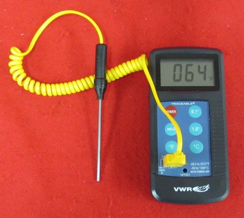 Vwr thomas traceable workhorse thermometer w/ type k thermocouple 21800-074 #s6 for sale