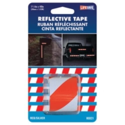 Reflective safety tape, red/silver slanted, 1-1/2&#034; x 40&#034; roll, highly (re821) for sale