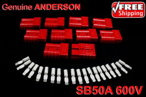 10 AUTHENTIC ANDERSON CONNECTORS, 6AWG, SB50A 600V, RED,SCRUBBERS,WINCHES &amp; MORE