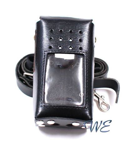 Leather case holder &amp; shoulder strap for icom ic-f33 ic-f43 ic-f34 ic-f44 for sale