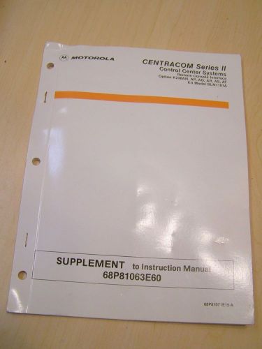 Motorola Manual CENTRACOM SERIES II Supplement #68P81071E15-A