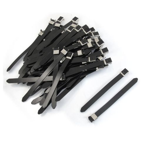 12mmx150mm Self Locking Stainless PVC Covered Cable Pipe Ties Hoops 100 Pcs
