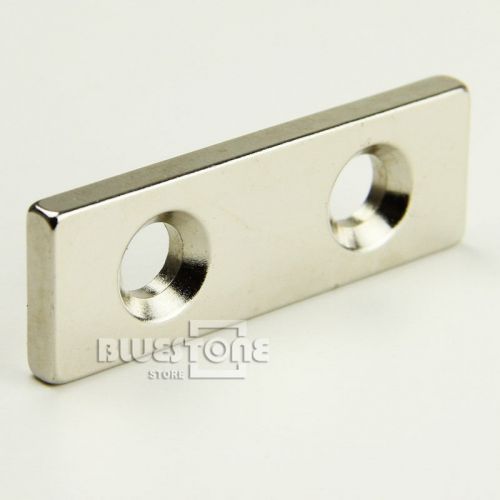 1x Super Strong Neodymium Block Countersunk 2 Hole 5mm Magnets 60mm x 20mm x 5mm