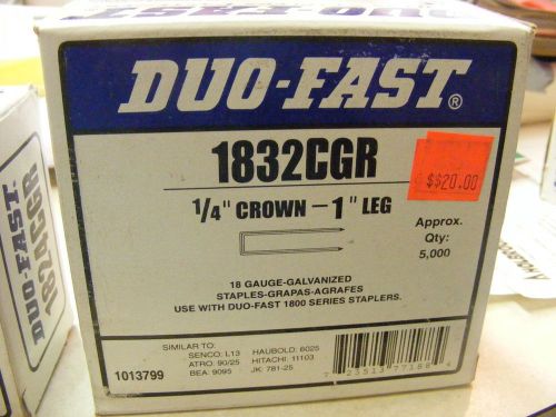 DUO-FAST 1&#034; 18 GUAGE FINISH STAPLES 5,000 COUNT BOX 1/4&#034; CROWN