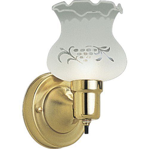 Progress Lighting P3830-10 Single-Light Wall Bracket with Etched Glass Shade On-
