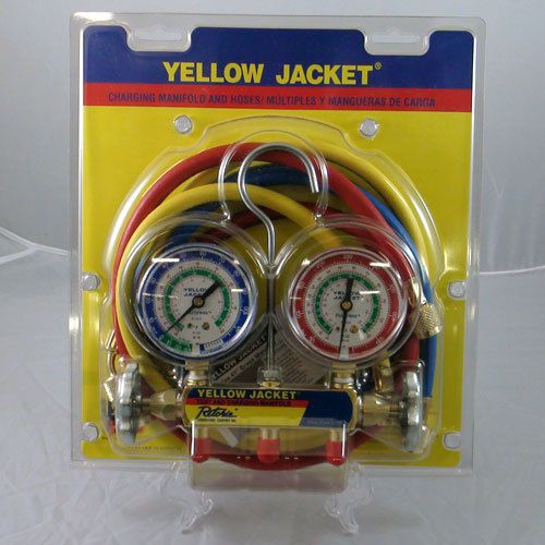 Yellow Jacket 41213 Manifold w/2-1/2&#034; Gauge, 36&#034; Ryb, Psi, R-12/22/502