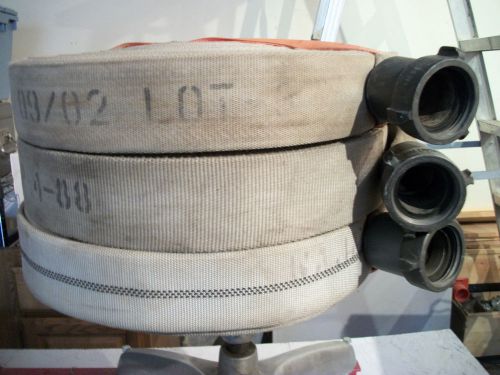 Fire hose:  (3) single jacketed  100 ft. 1.5&#034; firehoses  wildland, construction for sale