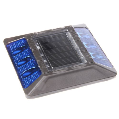 Blue Commercial Aluminum Solar Road Stud Path Dock LED Light w Recessed Anchor