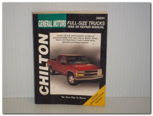 GM CHILTON 28624 CHEVROLET GMC YUKON SUBURBAN 1988 - 1998 ORIGINAL REPAIR MANUAL