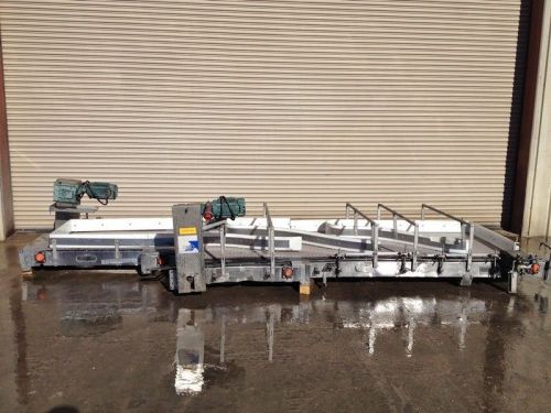 52&#034; wide x 18&#039; long ss accumulation table, surge flo-thru sorting conveyor for sale