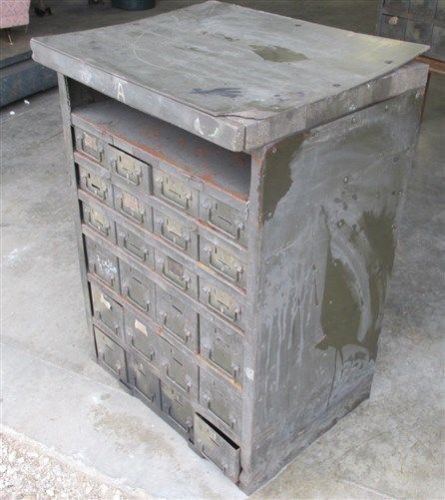 24 drawer metal hardware store parts bin display shelf cabinet industrial age! for sale